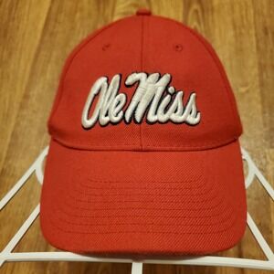 Vintage Nike Ole Miss Rebels Hat Cap Strapback Red Gray Tag Y2K